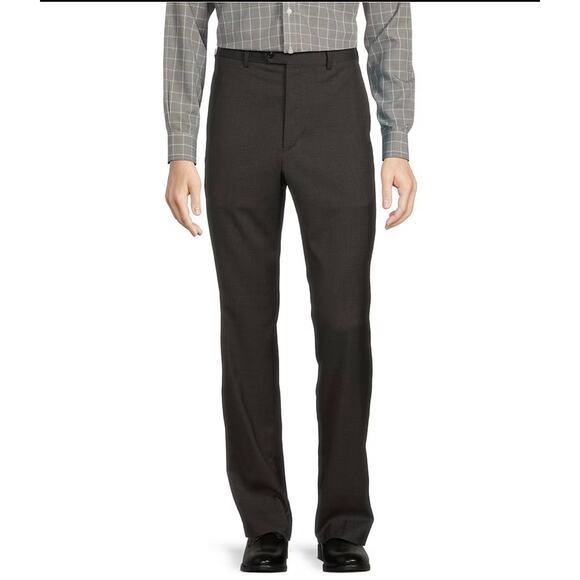 Roundtree & Yorke Travel Smart Flat Front Luxury Gabardine Dress Pants - Picture 1 of 8